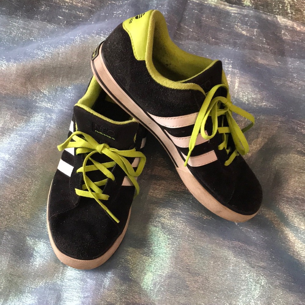 Adidas Neo Label Unisex Sneakers - Black White & Neon Green EU 40